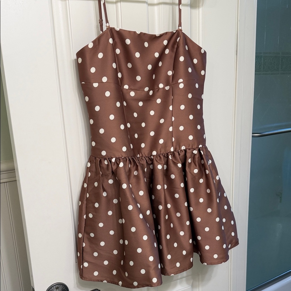 Nordstrom Brown Polka Dot Mini Dress